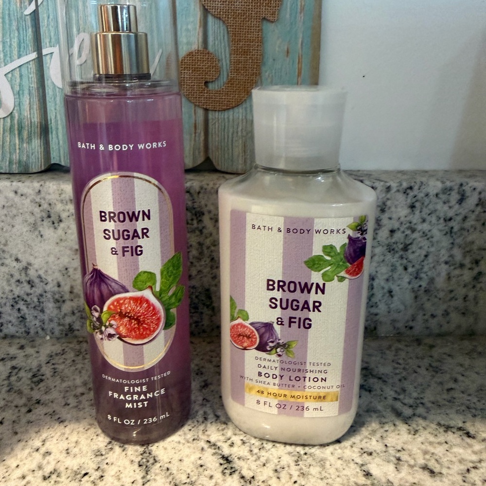 Bath & Body Works Brown Sugar & Fig Fine Fragrance Mist & Body Lotion - Purple